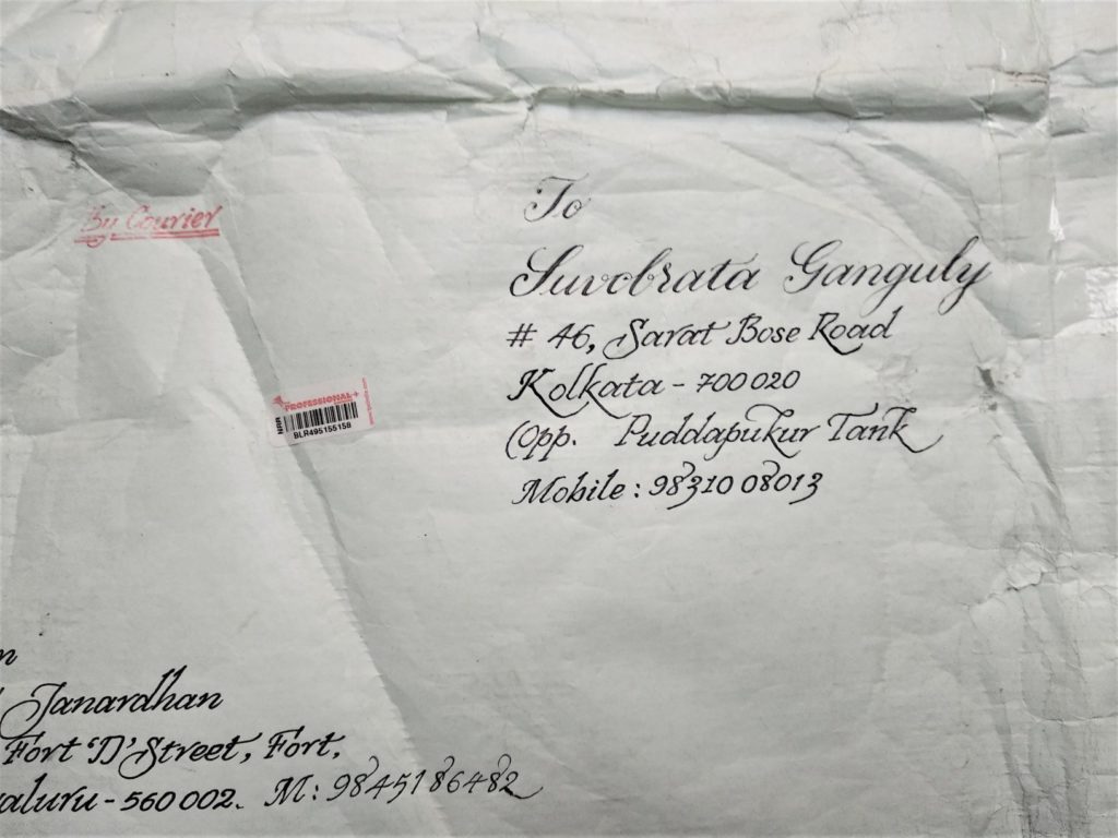 envelope with a handwritten address