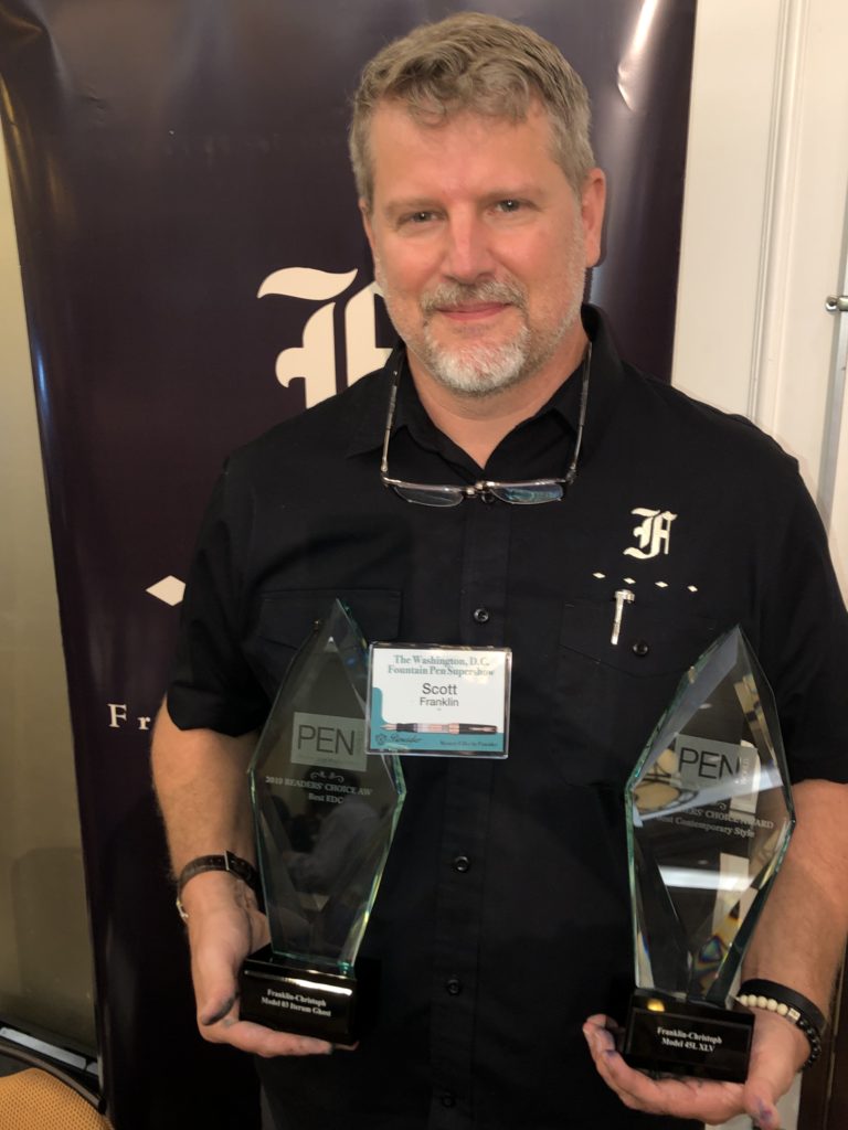 Pen World : Scott Franklin, CEO of Franklin-Christoph, with his two 2019 RCA awards.