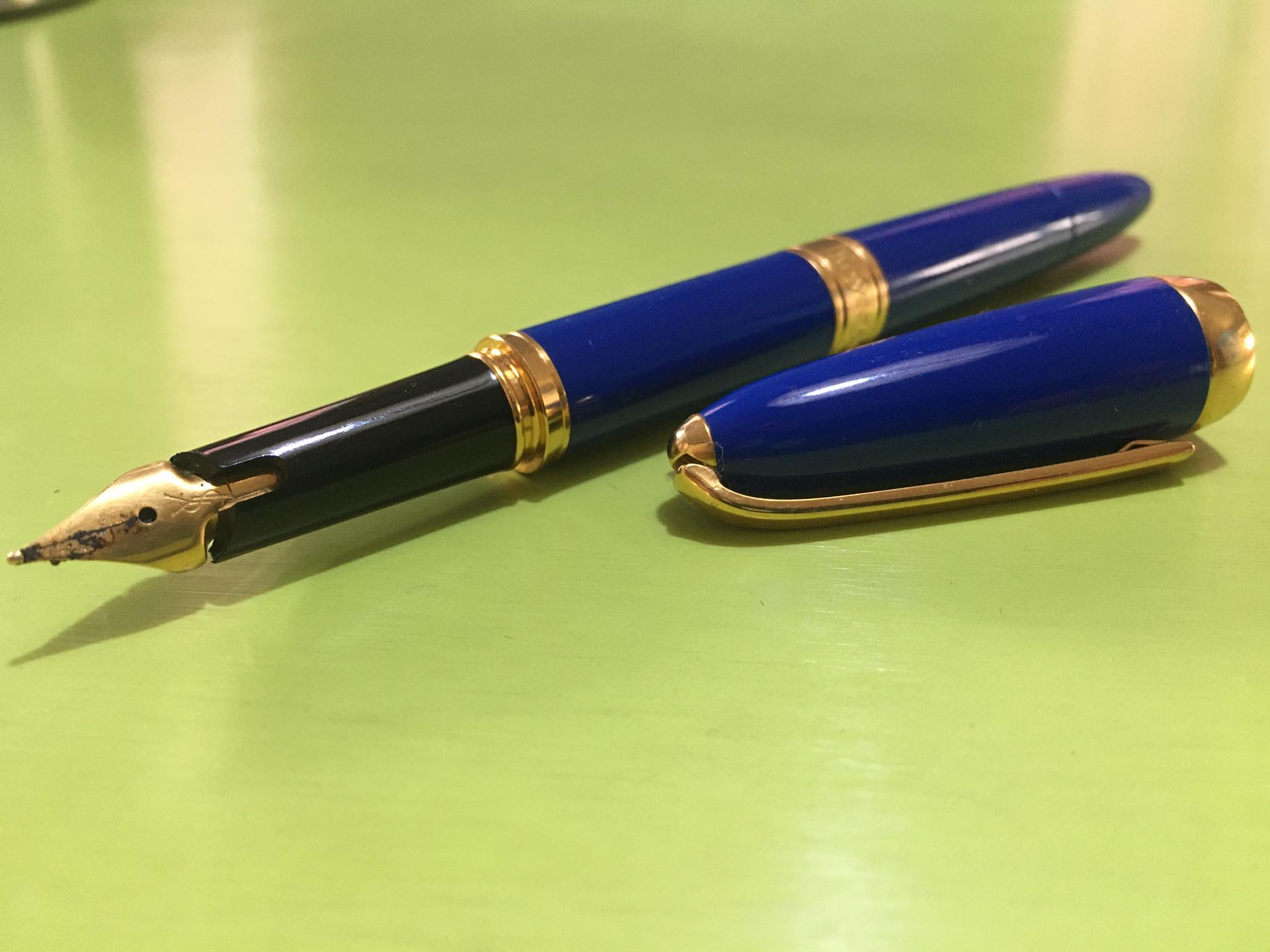 blue fountain pen